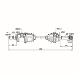Front CV driveshaft for Suzuki KingQuad LT-A500XP/LTA-750XP with power steering, DGT Agri