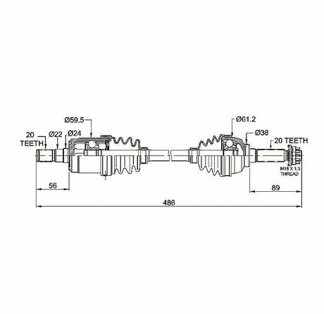 Front CV driveshaft for Suzuki KingQuad LT-A500XP/LTA-750XP with power steering, DGT Agri