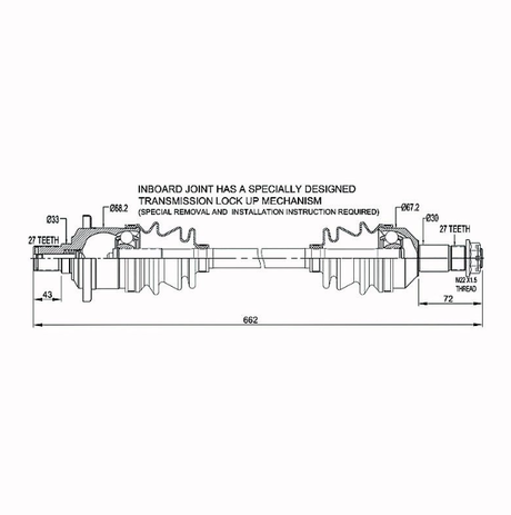 CV Shaft diagram for Arctic Cat Prowler rear, complete drive shaft by ATV City