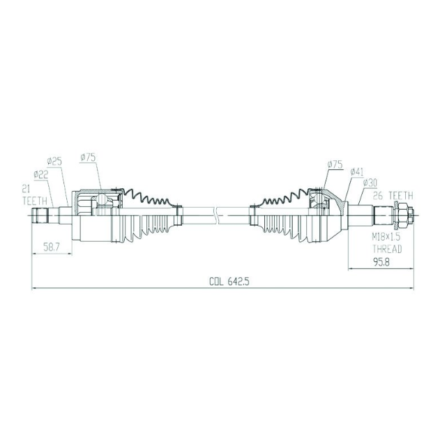 CV driveshaft front-left schematic for Can-Am Commander 800/1000 EFI (2011–2012)