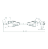 CV driveshaft front-left schematic for Can-Am Commander 800/1000 EFI (2011–2012)