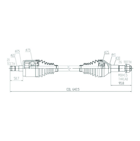 CV driveshaft front-left schematic for Can-Am Commander 800/1000 EFI (2011–2012)