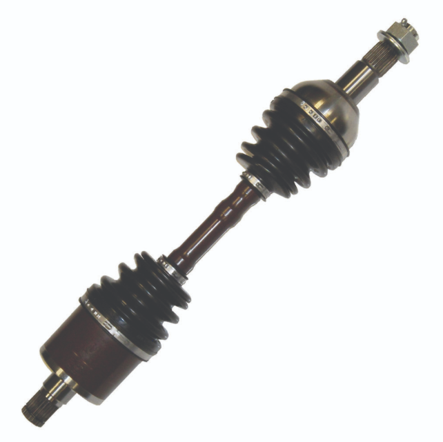 CV driveshaft rear right for Can-Am Outlander; metal shaft with black rubber CV boots, complete unit