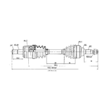 Complete CV Shaft Front Left for Honda TRX 450 98-04 by ATV City – drive shaft assembly, black-and-white schematic