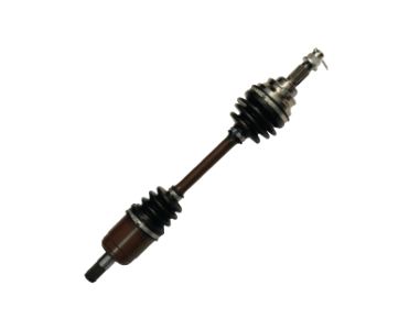 CV driveshaft complete for front-right Honda TRX650FA Rincon (2003–2004); brown shaft with black CV boots