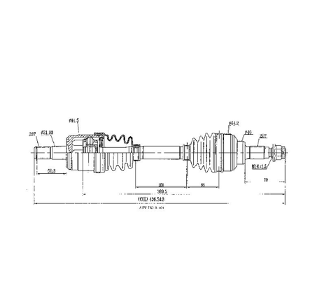 CV driveshaft complete diagram for front-right Honda TRX650FA Rincon (2003–2004)