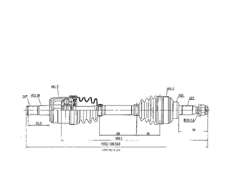 CV driveshaft front diagram for Honda TRX400FA/TRX400FGA Fourtrax Rancher 2004–2007, ATV City