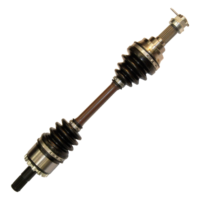 CV driveshaft front-right for Kawasaki KVF Prairie/Brute Force (2002–2013) with brown shaft and black rubber boots