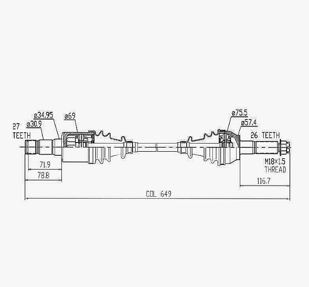CV Shaft Complete for Polaris Ranger 900 Diesel 2011-14 Rear RH by ATV City, drive shaft