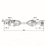 CV shaft diagram for Suzuki LTF/A 500F Vinson 2003-07 front left, ATV City drive shaft (complete)