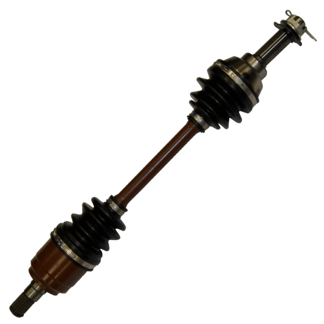 Front CV driveshaft (complete) for ATV, brown shaft with black booted joints