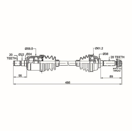 CV Shaft complete drive shaft for Suzuki King Quad LTA/F 400 (2008-2017), Front L/H, ATV City
