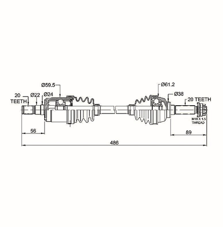Front CV Shaft for Suzuki KingQuad 500/750 XP (2011–2016) — ATV City drive shaft schematic