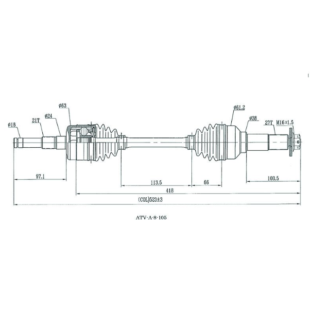 CV Shaft front drive shaft for Yamaha YFM 350/400 Grizzly/Kodiak/Bruin and YFM 450 Wolverine