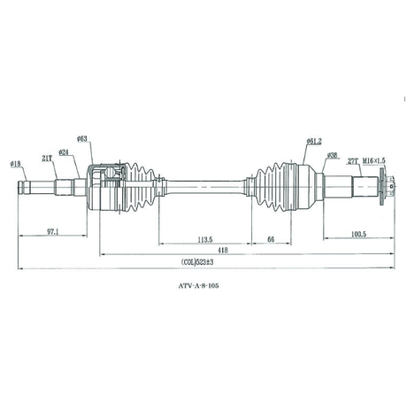 CV Shaft front drive shaft for Yamaha YFM 350/400 Grizzly/Kodiak/Bruin and YFM 450 Wolverine