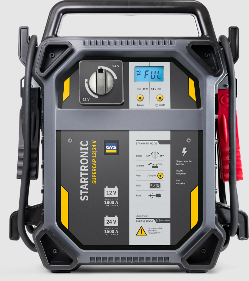 GYS Startronic Supercap 12/24V Jump Starter, battery-free booster with digital display