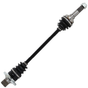 CV driveshaft assembly for ATV drive shafts, rear-right; black shaft with metal CV joints and boots.