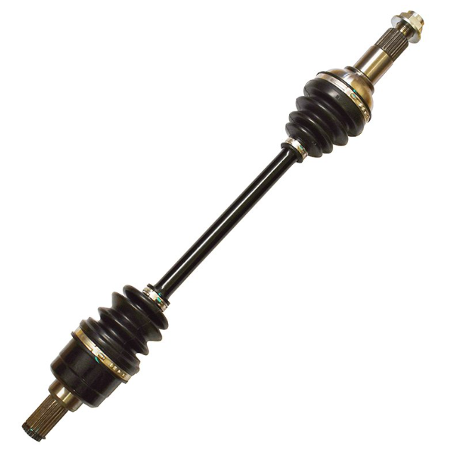Rear CV driveshaft for ATV with black shaft and rubber booted CV joints