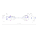 CV Driveshaft – Front Left; blueprint-style drawing, ATV City brand for Honda TRX420FA IRS / TRX500FA / TRX500FE / TRX500FM (2014–2019)