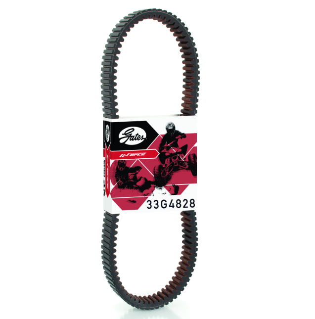 Gates CVT Drive Belt 33G4828 for Polaris Ranger TM, black belt with red teeth