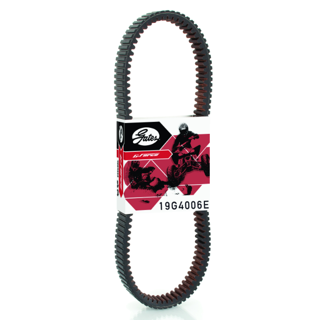 Gates CVT drive belt, 19G4006E, for Polaris Magnum/Sportsman/Worker, black belt with brown inner surface.