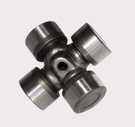Universal joint cross with four bearing caps for drive shafts