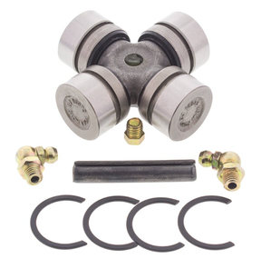 Universal joint drive shaft kit with cross yoke, four bearing caps and circlips