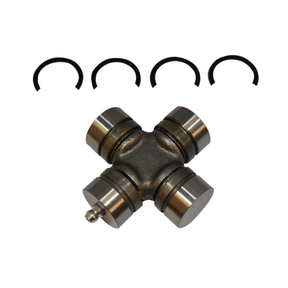 Universal joint for ATV drive shaft, steel cross with four bearing caps and four snap rings