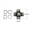 Universal Joint front cross by ATV City; silver metal with four bearing caps, fits Polaris RZR800 and Can-Am Outlander/Commander.
