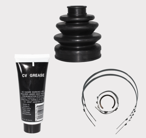 CV Boot Kit 5025; 3-piece ATV City multi-brand kit with black rubber boot, CV grease tube, and clamps