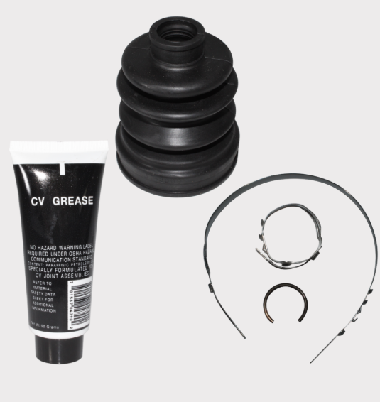 ATV City CV boot kit (3-piece) with black rubber boot, CV grease tube, and clamps for Polaris axle