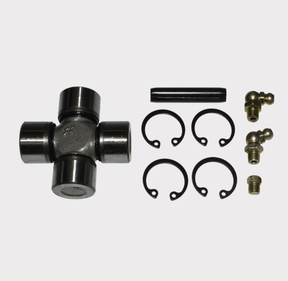 Universal Joint kit for ATV drive shafts with cross, six snap rings, yoke pin, and mounting bolts