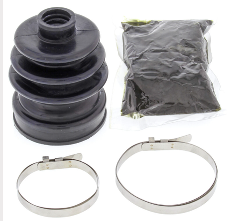 CV Boot Kit with black rubber boot, grease packet, and two metal clamps (4-piece set)