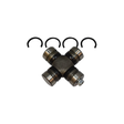 Universal joint cross with bearing caps and circlips for ATV drive shafts