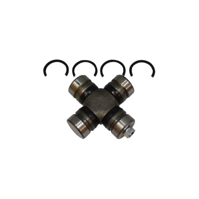 Universal joint cross with bearing caps and circlips for ATV drive shafts