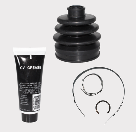 CV Boot Kit 5009 set with black rubber boot, CV grease tube, and clamps