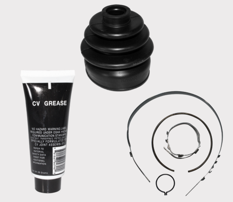 CV Boot Kit 5005 by ATV City for Polaris/Kawasaki/Can-Am axles; black boot, grease tube, and clamps.