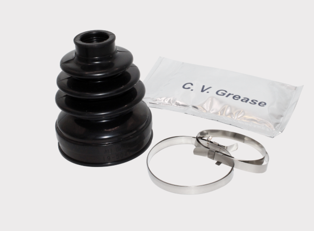 CV Boot Kit – Rear Outer for Polaris Ranger, ATV City; black rubber boot, metal clamps, grease packet (4-piece set)