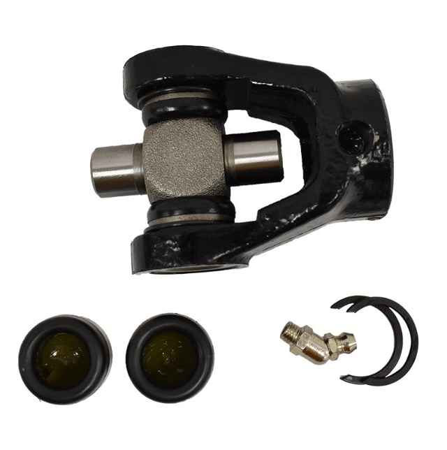 Rear prop shaft yoke by ATV City for Polaris Ranger/Sportsman/Scrambler; black metal yoke with u-joint, two seals and two clips