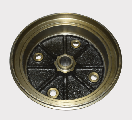 Front brake drum for Kawasaki Mule 3010/4010 (KAF620/KAF950), black cast iron with brass outer lip, ATV City