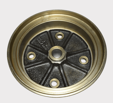 Kawasaki Mule rear brake drum, black center with brass outer ring