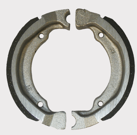 ATV City brake shoes, pair of silver metal shells with black friction lining