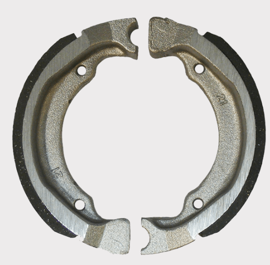 ATV City brake shoes, pair of silver metal shells with black friction lining
