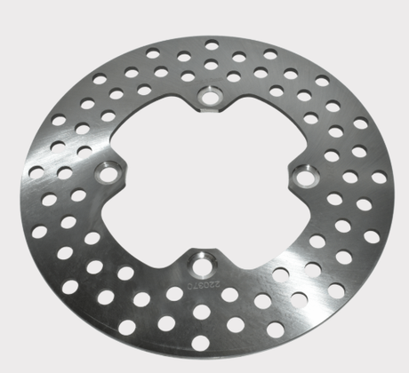 Brake disc rotor for Yamaha YFM450 Kodiak front, drilled perforated silver finish