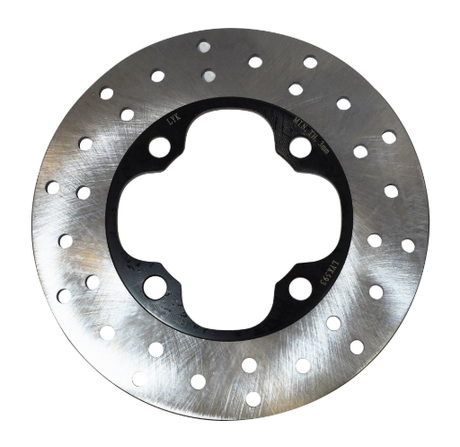 Front brake disc rotor for Honda TRX420/TRX500/TRX520, silver perforated rotor with black center hub