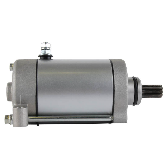 Starter motor for 500/700cc ATVs/UTVs, silver metal body with gear drive shaft
