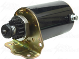 Starter motor with black body and gold mounting plate; 16-tooth gear, 108mm case, OEM 691262, ATV City.