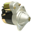 Starter motor for John Deere Gator; silver front housing with black body and mounting flange