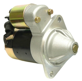 Starter motor for John Deere Gator; silver front housing with black body and mounting flange