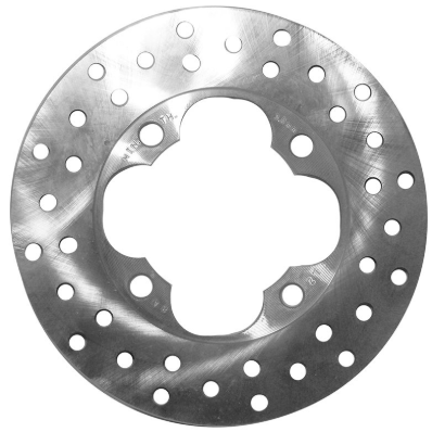 Front brake disc for Honda TRX420 Rancher ATV (2007–2014), cross-drilled metal rotor, OEM 45251-HP5-601